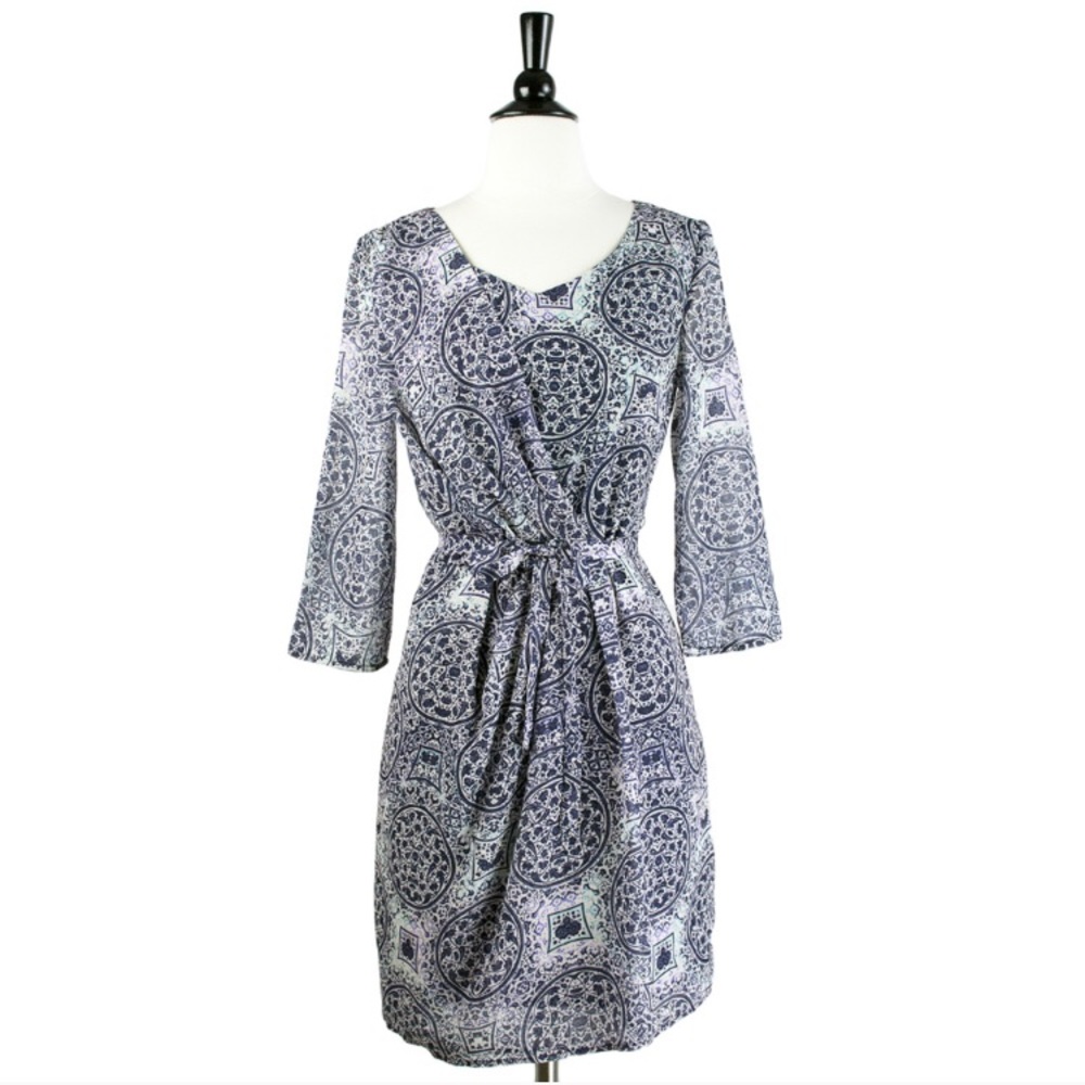 Lavand | Mixed Print Belted Waist Dress